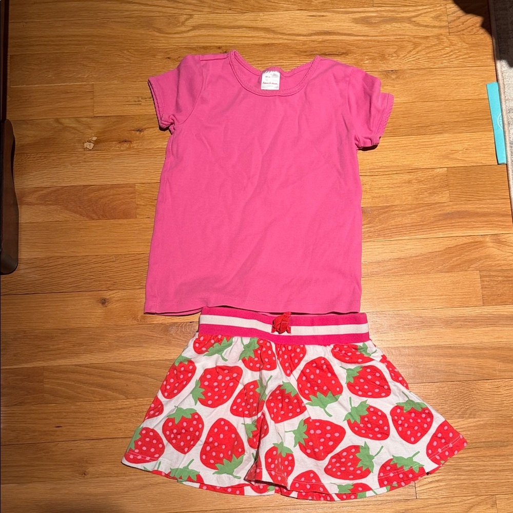 Hanna Andersson Bright Pink Top & Mini Boden Skort